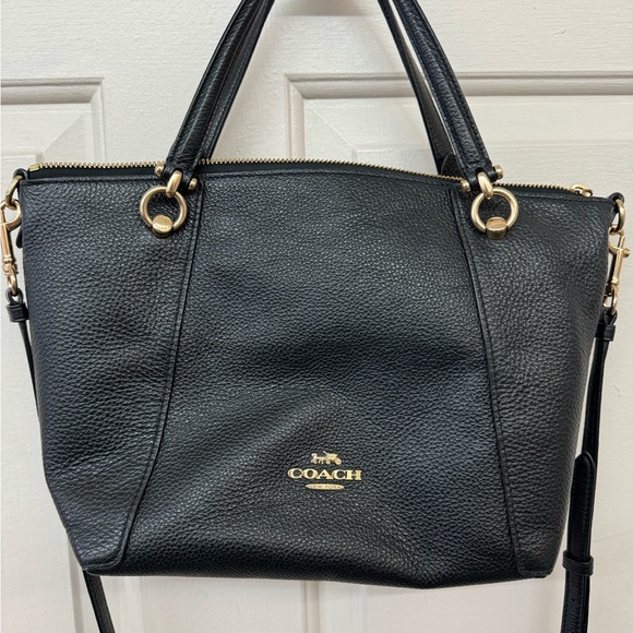 Coach Kacey Satchel in Black with Gold hardware.